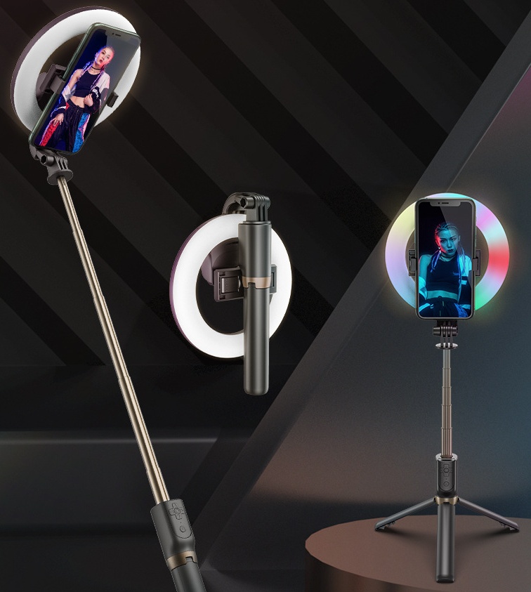 Xyxd Mobiele Telefoon Live-uitzending Vullen Licht Neon Kleurrijke Veelkleurige Verlichting Selfie Stok Vibrato Bluetooth Camera Desktop - Image 3