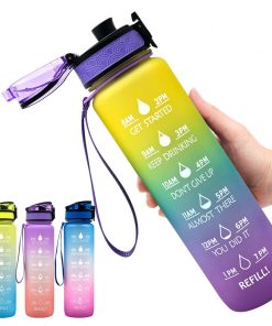 Alternative view of 1L Tritan Fles Water Met Tijd Marker Bounce Cover Motivatie Water Fles Fietsen Lekvrij Cup Voor Sport Fitness Flessen