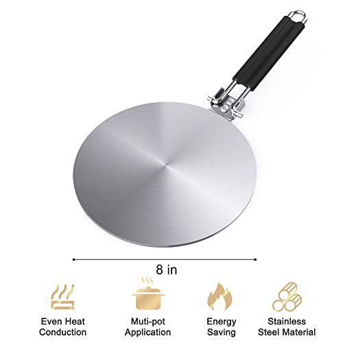 Heat Diffuser Simmer Ring Plate, Stainless Steel With Stainless Handle, Induction Adapter Plate For Gas Stove Glass Cooktop Converter, Flame Guard Induction Hob Pans, 7.5Inch & 8Inch & 9.25 Inch - Image 7