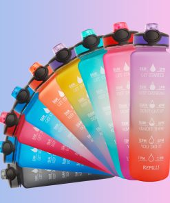 1L Tritan Fles Water Met Tijd Marker Bounce Cover Motivatie Water Fles Fietsen Lekvrij Cup Voor Sport Fitness Flessen