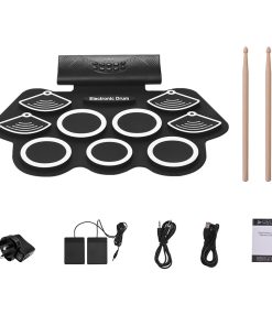 Foldable silicone hand roll electric drum