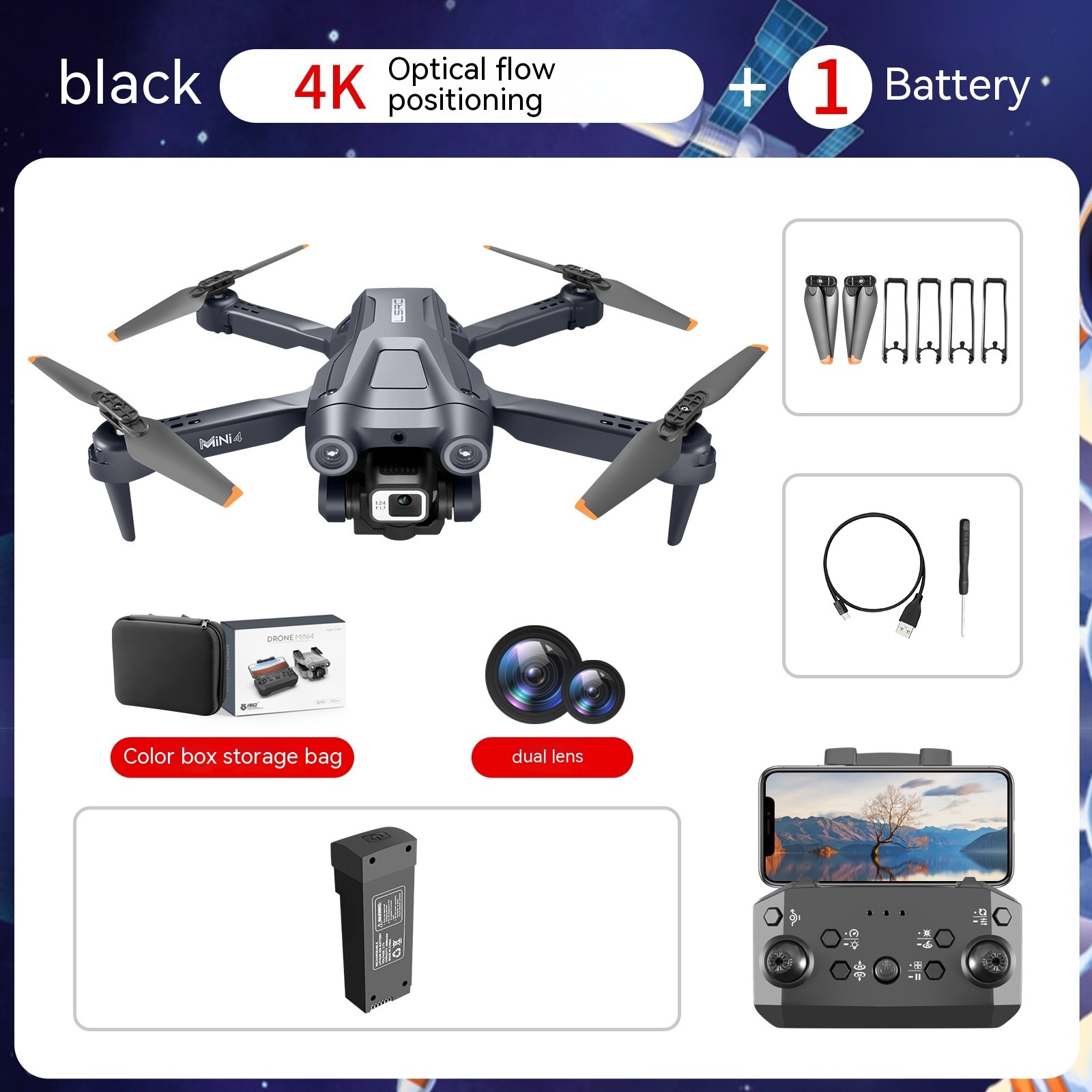 Remote Control HD Drone For Aerial Photography 4K Dual Lens - Image 4