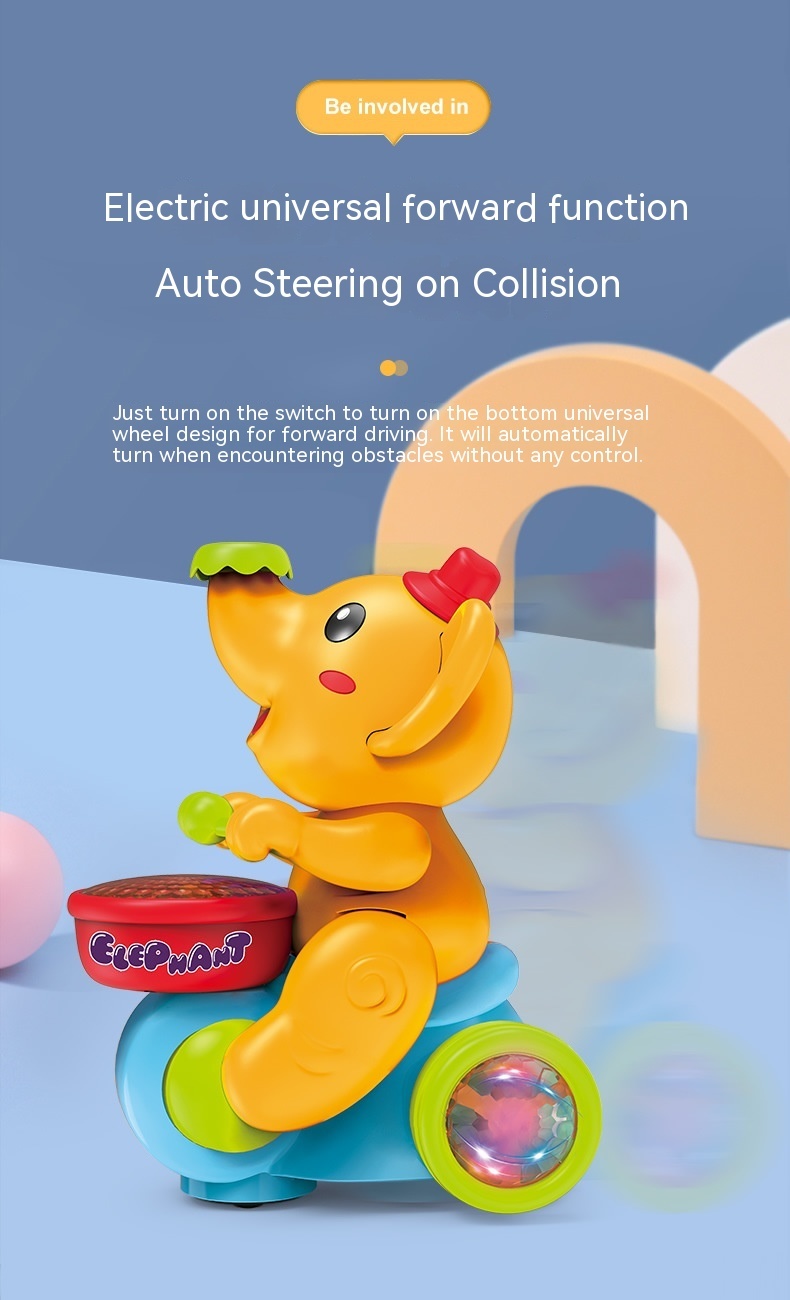 Cute Elephant Cool Music Light Electric Children's Toy Car - Image 7