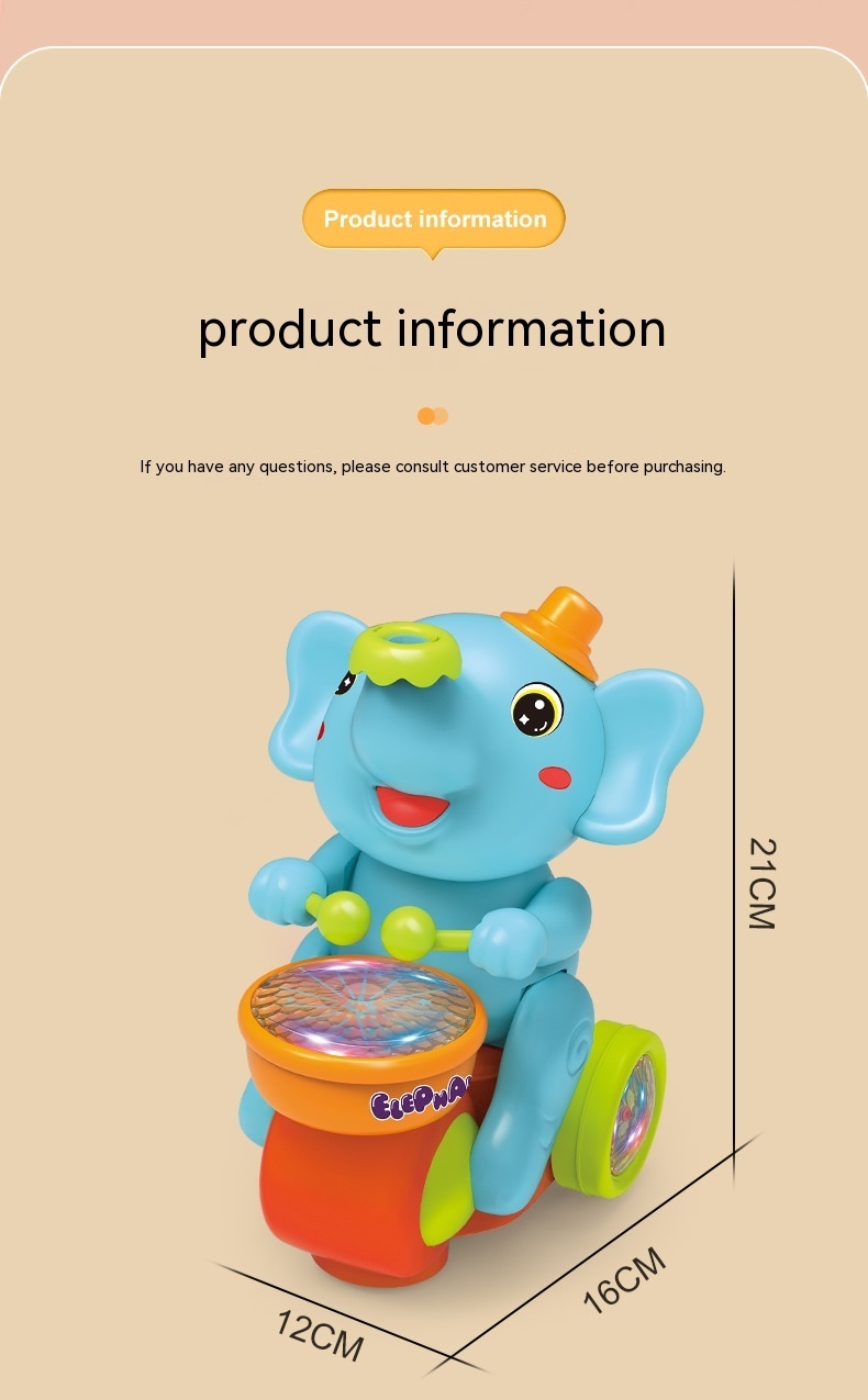 Cute Elephant Cool Music Light Electric Children's Toy Car - Image 8