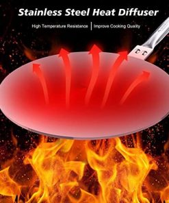Alternative view of Heat Diffuser Simmer Ring Plate, Stainless Steel With Stainless Handle, Induction Adapter Plate For Gas Stove Glass Cooktop Converter, Flame Guard Induction Hob Pans, 7.5Inch & 8Inch & 9.25 Inch