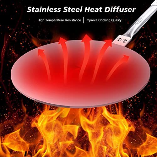 Heat Diffuser Simmer Ring Plate, Stainless Steel With Stainless Handle, Induction Adapter Plate For Gas Stove Glass Cooktop Converter, Flame Guard Induction Hob Pans, 7.5Inch & 8Inch & 9.25 Inch - Image 2