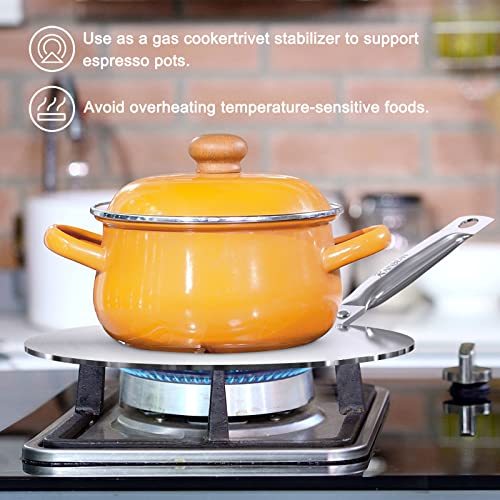 Heat Diffuser Simmer Ring Plate, Stainless Steel With Stainless Handle, Induction Adapter Plate For Gas Stove Glass Cooktop Converter, Flame Guard Induction Hob Pans, 7.5Inch & 8Inch & 9.25 Inch - Image 3