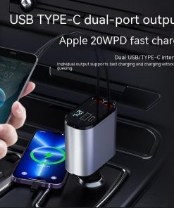 Alternative view of Metal Car Charger 100W Super Fast Charging Car Cigarette Lighter USB And TYPE-C Adapter