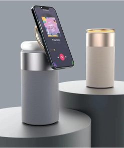 3 In 1 Multi-Function IPhone And AirPods Wireless Charger Portable Bluetooth Speaker With Touch Lamp For Home And Office