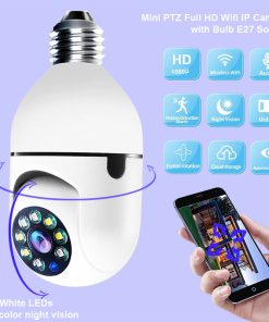 WiFi CAMERA 1080P Bulb 4X Zoom Camera E27 Home 5GWiFi Alarm Monitor