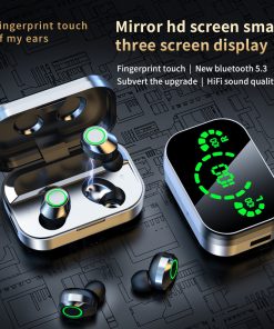 YD03 Wireless Bluetooth-compatible Headset TWS Large Screen Smart Digital Display In Ear Breathing Light