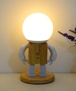 Wooden Robot Children's Bedroom Bedside Simple Study Lamp