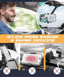 Alternative view of Rearview Mirror Phone Holder For Car Rotatable And Retractable Car Phone Holder Multifunctional 360 Rear View Mirror Phone Holder Suitable For All Mobile Phones And All Car