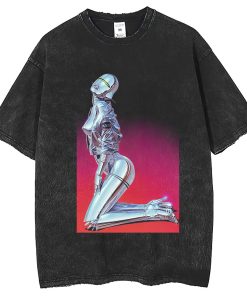 Robot Printed T-shirt Retro Loose Short Sleeve